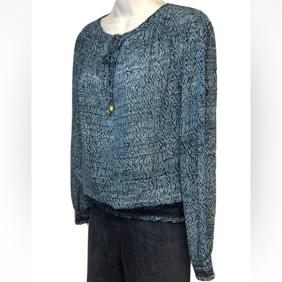 Women’s Michael Kors Blue Printed Long Sleeve Blouse Size S - Picture 3 of 11